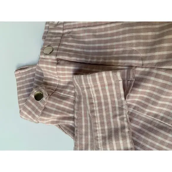 Forever 21 Nude Pink White Gingham High Waisted Fitted Ankle Length Pants Wms XS - Picture 8 of 10